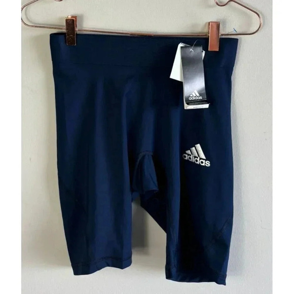 Adidas Techfit Compression Climacool Womens Athletic Tights Short Navy Sz M - Picture 1 of 6